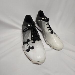 Under Armour Leadoff Baseball Cleats Mens 14 Black White Shoes 1297317-011